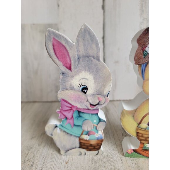 Vintage inspired‎ Easter bunny chick wooden home decor set - Picture 2 of 6